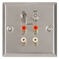 AVSL (Skytek, Skytronic) TV/Audio & Satellite/Audio Steel Wallplate